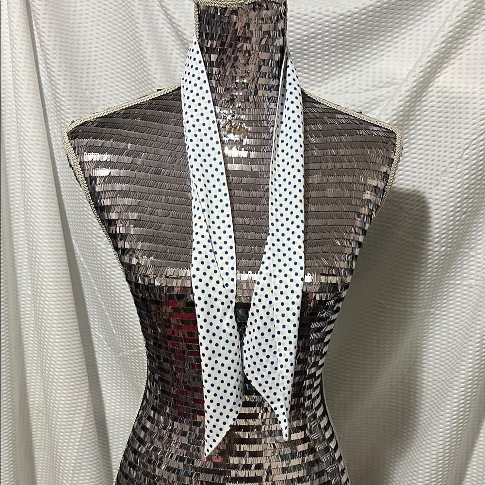 Elegant White and Black Polka Dot Scarf